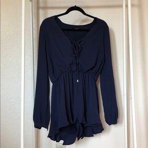 Lace Up Long Sleeve Romper